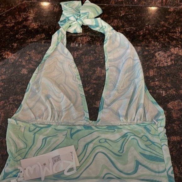 Romwe Multi pattern sheer halter crop top - Picture 2 of 5